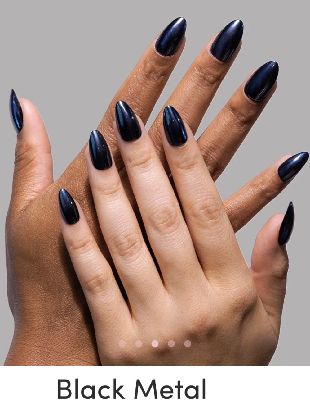 GLAMNETIC Black Metallic Press-On Almond Nails - Picture 3 of 4